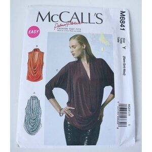 McCall's M6841 Sewing Pattern Misses' Tops Loose Fitting Draped front, Sizes X-S
